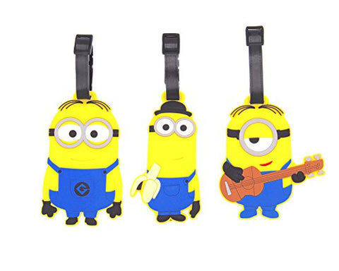 Celldesigns Set Of 3 Minions Luggage Tag Suitcase Id Tag With Adjustable Strap (Minions In Jeans)