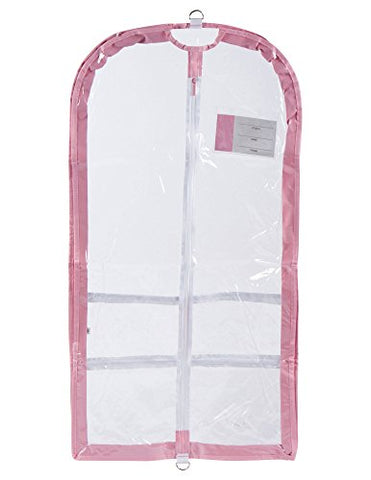 Clear Plastic Garment Bag with Pockets for Dance Competitions Danshuz - Pink