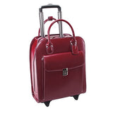 McKlein, L Series, Uptown, Top Grain Cowhide Leather, 15" Leather Vertical Wheeled Ladies' Laptop Briefcase, Red (97696)