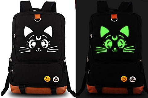 Anime Sailor Moon Luna Cat Cosplay Bag Backpack School Bag / Luminous Bag (Black)