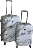 Heys America Unisex Carrara Marble Check In 26" & Carry On 21" Spinner Luggage Set