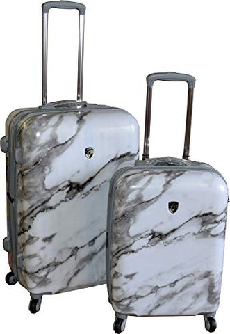 Heys America Unisex Carrara Marble Check In 26" & Carry On 21" Spinner Luggage Set