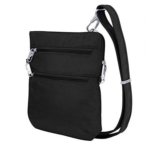 Travelon Anti-Theft Classic Slim Dbl Zip Crossbody Bag, Black