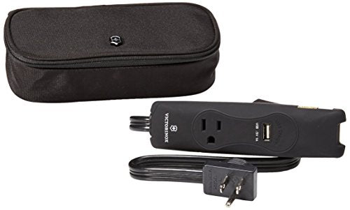 Victorinox Travel Multi-Outlet Power Strip, Black/Black Logo