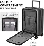 LEVEL8 Carry On Luggage, Road Runner 20-Inch Hardside Suitcase, Spinner Luggage with Front Pocket, Double TSA Locks - Black