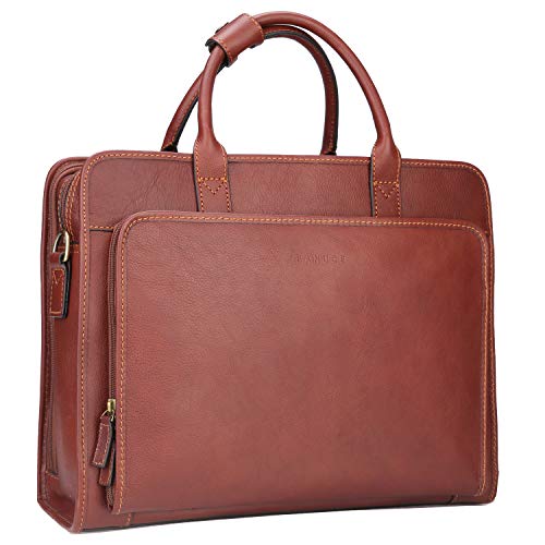 Banuce Full Grain Italian Leather Briefcase for Men Attache Case 14 Inch  Laptop Business Bags Work Bag