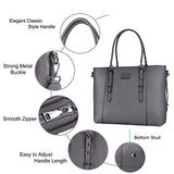 MOSISO PU Leather Laptop Tote Bag for Women (Up to 15.6 inch), Gray