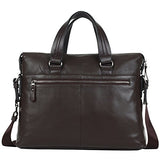 ABage Men's Leather Briefcase 14" Laptop Shoulder Classic Business Portfolio Brown