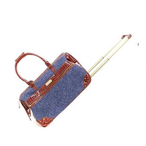 Samantha Brown Tweed Tweed Wheeled Weekender Luggage Set - Blue