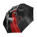 Travel Umbrella Windproof,Angel Couple Dancing Dark Fantasy Love Black Glue Anti UV Coating,Compact