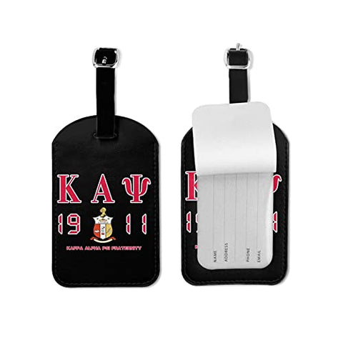 ZHUOBAIL Ka-pp_a A_lp-ha Ps-i 1911 KAP Fraternity Nupes Leather Luggage Case Tag Name ID Labels with Privacy Cover for Travel Bag Suitcase 4.3x2.76 inch