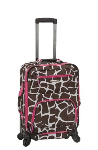 Rockland Luggage 19 Inch Patterned Expandable Spinner Carry On, Pink Giraffe, One Size