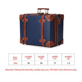 urecity Cute Vintage Carry on Mini Trunk Suitcase with Leather Strips and Shoulder Strap (Navy Blue)