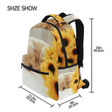 School Backpack Dog Aad Sunflower Bookbag for Boys Girls Teens Casual Travel Bag Computer Laptop Daypack