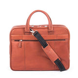 Bugatti Sartoria Zipper Large Leather Briefcase, Top Grain Leather, Cognac