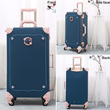 NZBZ Luxury Vintage Trunk Luggage Sets 2 Piece Cute Trolley Retro Suitcase for Women with 12 inch Cosmetic Train Case (Blue Fairy Tale, 24"+12")