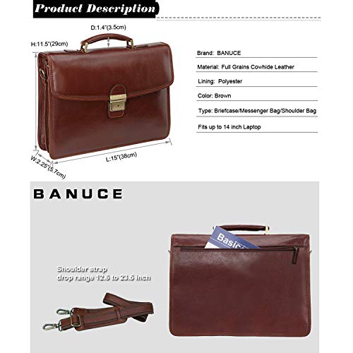 Shop Banuce Full Grain Italian Leather Briefc – Luggage Factory