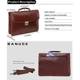 Banuce Full Grain Italian Leather Briefcase for Men Business Lock Attache Case 14 inch Laptop