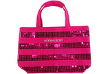 Victoria'S Secret Mini Canvas Bling Sequins Hot Pink Purse Tote Handbag