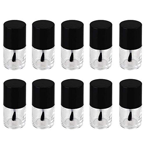 10 Pieces in 10ml Nail Polish Bottle Empty Bottle Refillable Cosmetic Storage Glass Black &