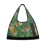 Gym Bag Green Bunny Rabbiter Leaf Easter Women Yoga Canvas Duffel Bag Crossbody Tennis Racket