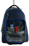 K-Cliffs Heavy Duty Rolling Backpack School Backpacks with Wheels Deluxe Trolley Book Bag Wheeled Daypack Workbag Multiple Pockets Bookbag with Safety Reflective Stripe Navy Blue