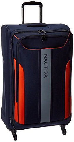 Nautica Gennaker 29 Inch Expandable Luggage Spinner, Navy/Orange
