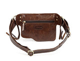Vicenzo Leather Ronny Leather Waist Bag Fanny Pack (Dark Brown)