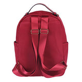 Damara Womens Rivet Adorn Schoolbag Waterproof Fabric Travel Backpack,Wine Red
