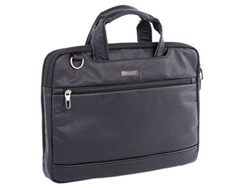 bugatti Harold Slim Briefcase, 11" x 3" x 11.5", Synthetic Leather, Black