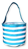 Fabric Bucket Tote Bag for Children - Toys - Easter Basket - Can Be Personalized (Turquoise Stripe)
