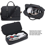 Canvas Overnight Bag Oversized Travel Duffel Leather for Men and Women Weekender Tote (Black-D)