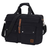 Veegul 17 Inch Multifunctional Canvas Laptop Bag Computer Messenger Shoulder Bags Black Vg