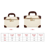 urecity Portable Makeup Train Case Cosmetic Organizer Case Leather Storage Box with Combination Lock (15", Ivory White)