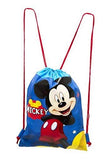 Disney Mickey and Minnie Mouse Drawstring Backpacks Plus Lanyards with Detachable Coin Purse and Autograph Books (Set of 6)