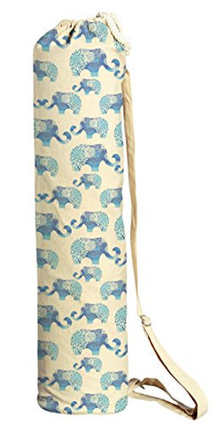 Blue Elephants Pattern Printed Canvas Yoga Mat Bags Carriers Was_41