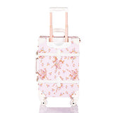 COTRUNKAGE Vintage Travel Luggage Trunk Women Suitcase (Pink Floral, 22")