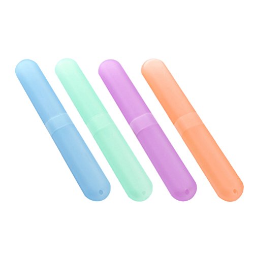 Ultnice 4Pcs Toothbrush Case Toothbrush Cover Plastic Holder For Traveling (Mixed Color)