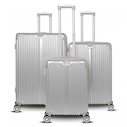 Gabbiano The Macan 3 Piece Expandable Hardside Spinner Luggage Set (Silver)