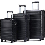 Flieks Luggage Sets 3 Piece Spinner Suitcase Lightweight 20 24 28 inch (Classic Black)
