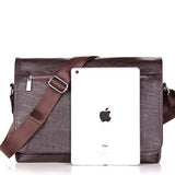 Men Laptop Computer Messenger Bag， Soft Leather Briefcase Shoulder Crossbody Bag