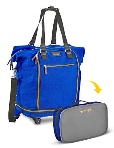 Biaggi Zipsak Micro Fold Spinner Fashion Tote - 20-Inch Luggage - As Seen on Shark Tank - Cobalt Blue