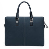 Bostanten Leather Briefcase Shoulder Cross-Body Laptop Business Bag For Men & Women Blue Cross