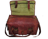HLC 21" Mens Retro Style Carry on Luggage Flap Duffel Leather Duffel Bag