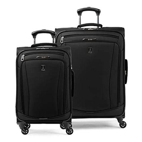 Travelpro Runway 2 Piece Luggage Set, Carry-on & Convertible Medium to Large 28-Inch Check-in Expandable Luggage, 4 Spinner Wheels, Softside Suitcase, Men and Women, Black