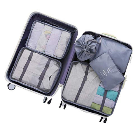 EFAILY Lightweight Luggage Packing Organizers 6 pcs Luggage Packing Organizers Packing Cubes Set for Travel (Gray)
