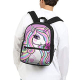 FeHuew Girls Rose Unicorn Backpacks Bookbag Shoulder Bag Laptop Bag for 1-5th Grade
