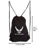 US Air Force Eco-Friendly Reusable Canvas Draw String Bag Black & White