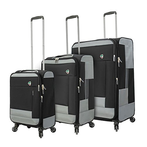 Mia Toro M1136-03Pc-Blk Italy Sardinia Softside Spinner Luggage 3Pc Set, Black