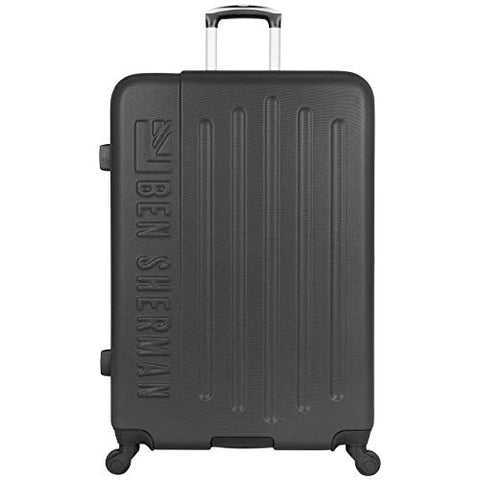 Ben Sherman Leicester 28" Lightweight Durable Hardside 4-Wheel Spinner Checked Suitcase, Black With